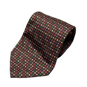 ETRO Milano Tie 100% Silk Made in Italy Satin Brown Dot Pattern 4.5"